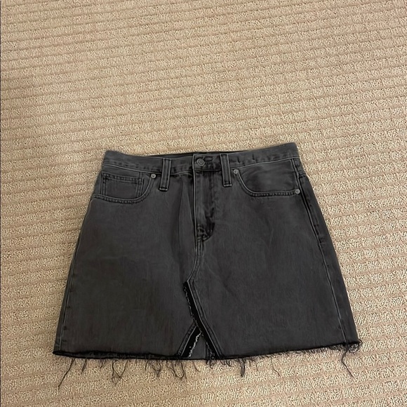 Madewell Charcoal A-Line Skirt with Frayed Hem - Picture 1 of 4